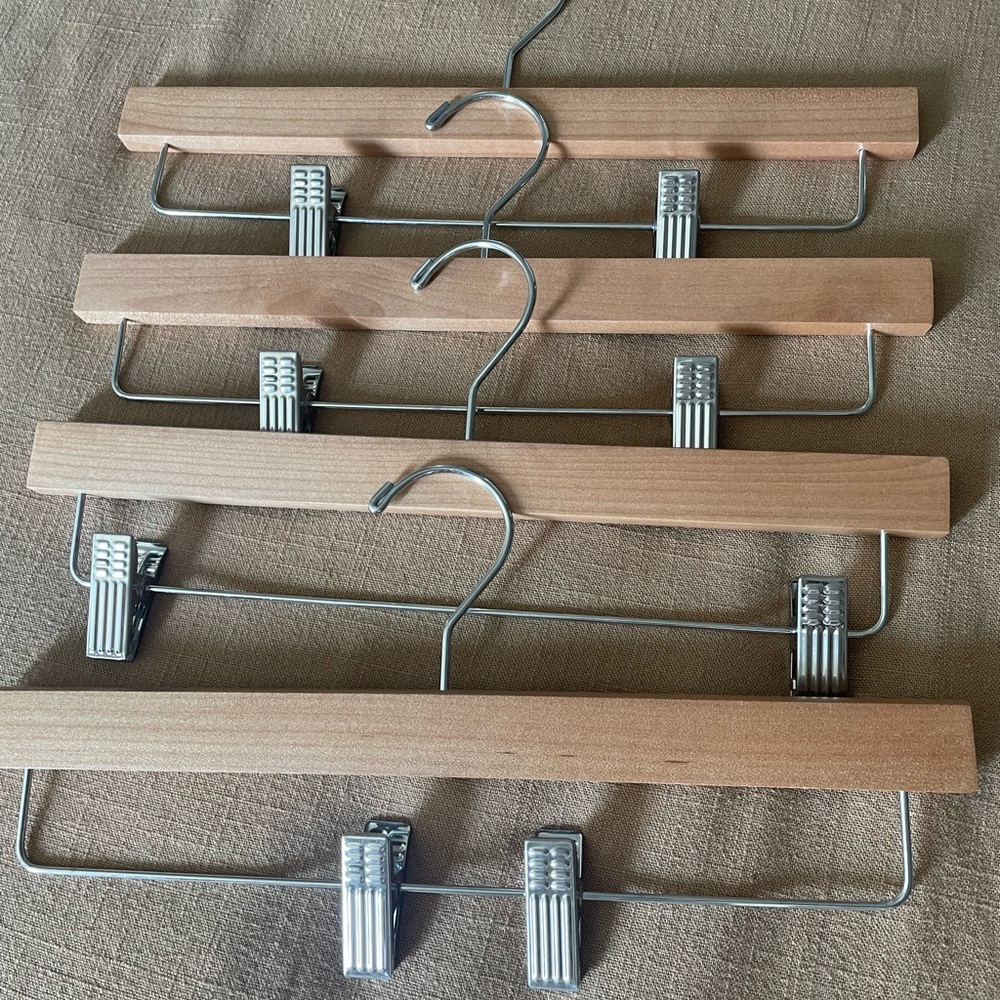 Wooden Pants Hangers with Metal Clips